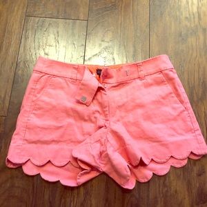 J Crew Coral Scallop Hem Shorts